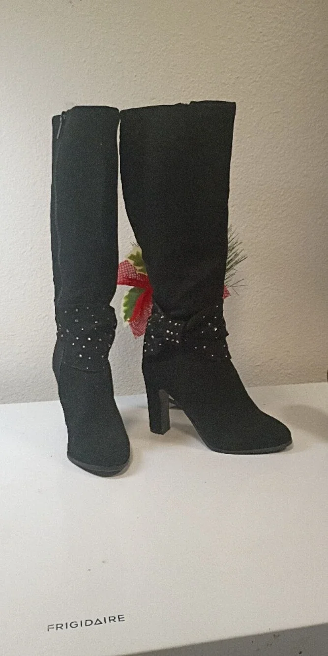 Impo Black Over-the-Knee Boots with Studded Band